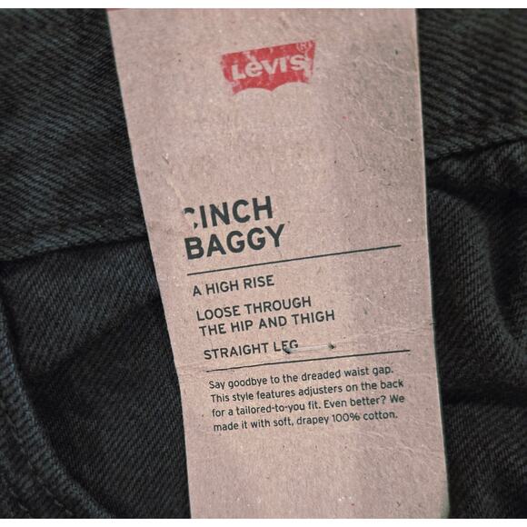 NWT Levi's  Women's Cinch Waist  Baggy Jeans Black Size 27 x 31 - Picture 5 of 10